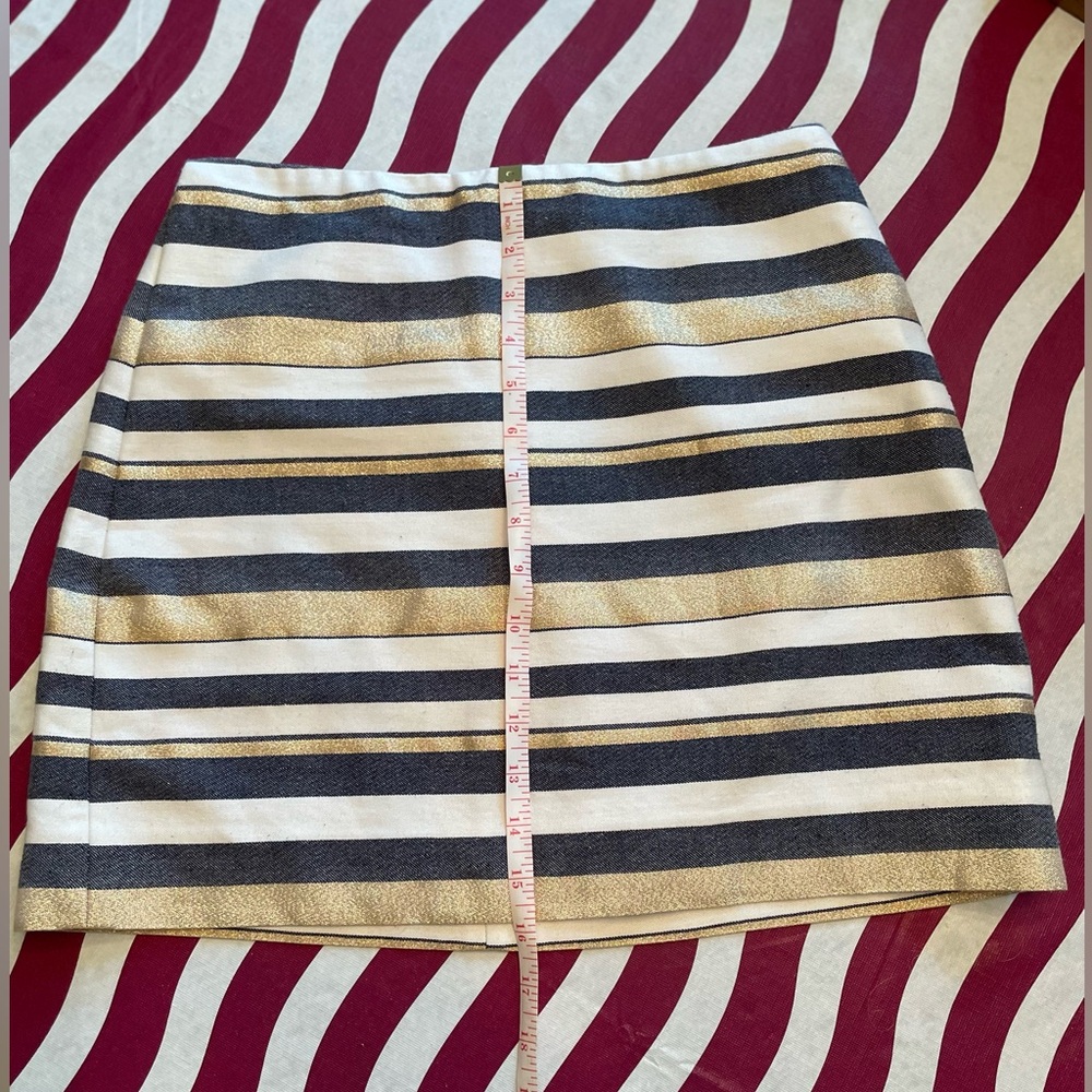 J. Crew Gold Striped Mini Skirt, Size 6